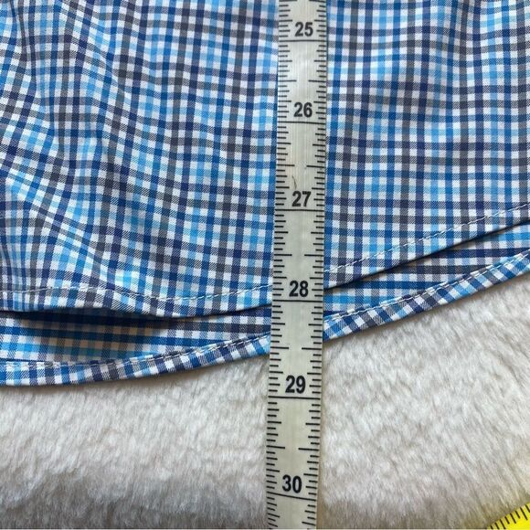 Untuckit Long Sleeve Button Down Breganze Blue White Plaid Shirt Size Large - Picture 8 of 9